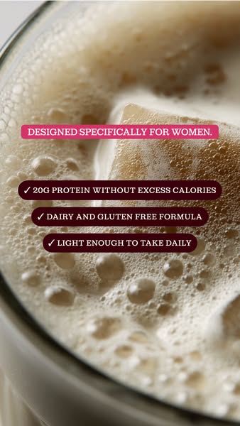 The ad is for a protein supplement designed for women. The ad highlights the benefits of the product, including that it 