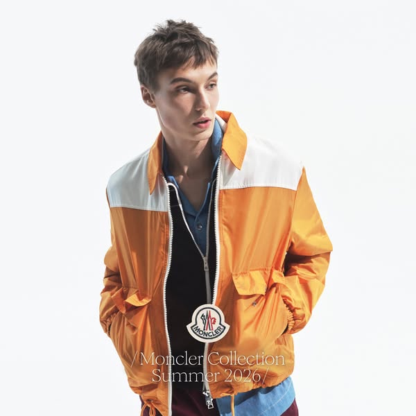 This ad showcases a Moncler jacket in a high-fashion editorial style. The ad is targeted toward individuals interested i