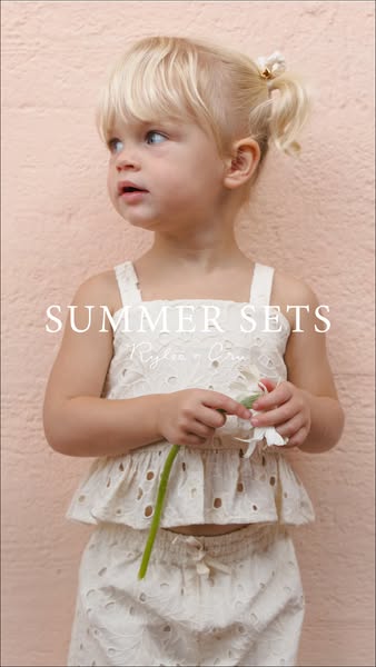 This image ad showcases a young girl wearing a summer set, suggesting the brand offers fashionable and comfortable cloth