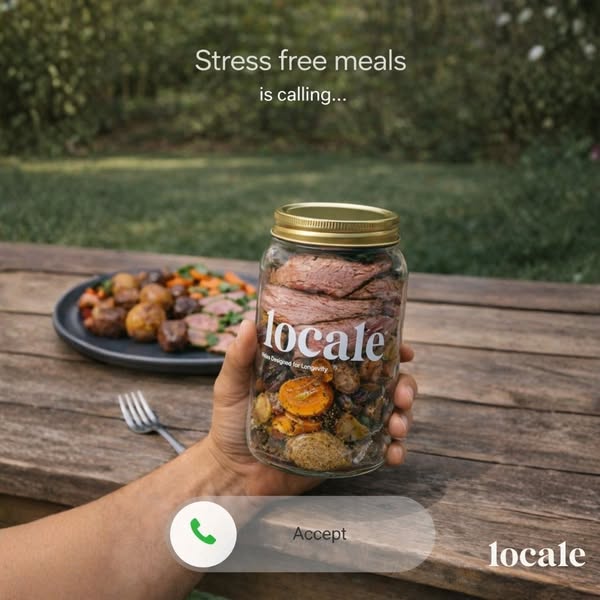 This ad promotes Locale, a meal delivery service, by presenting their ready-to-eat meals as an appealing, stress-free al