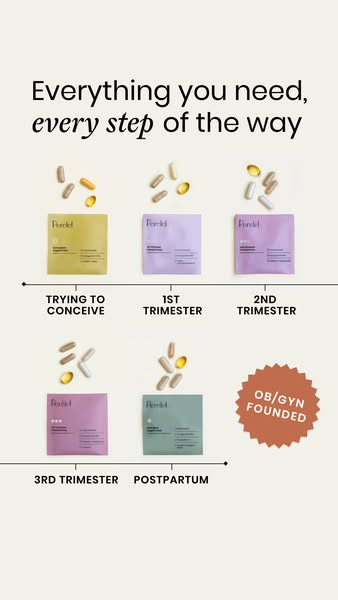This ad for Perlel is a timeline graphic showing the various multivitamin packs needed through different stages of pregn
