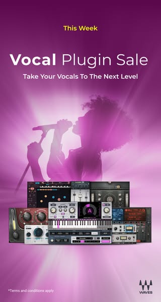 This ad for Waves promotes their vocal plugin sale, highlighting the potential to elevate vocals to the next level with