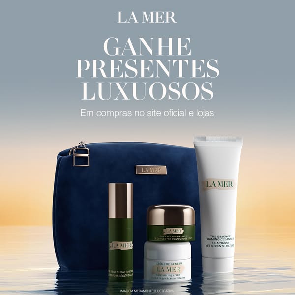 This La Mer ad showcases several skincare products and advertises the offer of receiving luxurious gifts with purchases