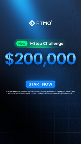 This ad for FTMO promotes their new 1-Step Challenge, highlighting an opportunity to manage a $200,000 account.