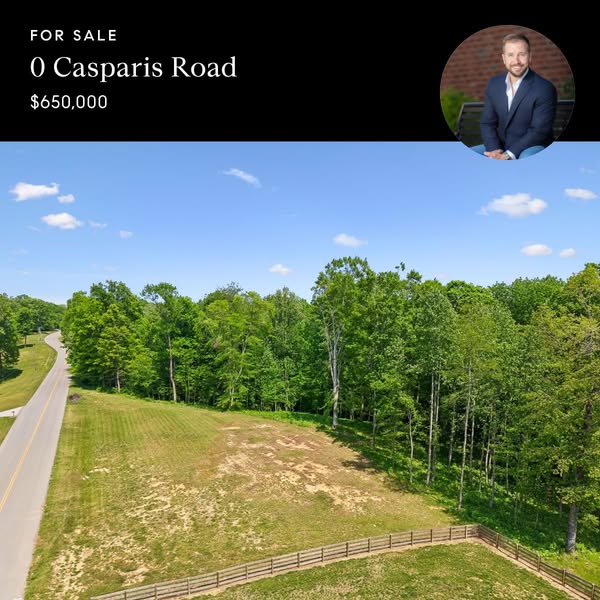 This ad features an aerial view of a vacant lot for sale, highlighting its potential for development or building. It inc