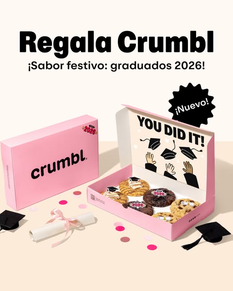 Image ad for Crumbl cookies promoting a graduation themed cookie box.