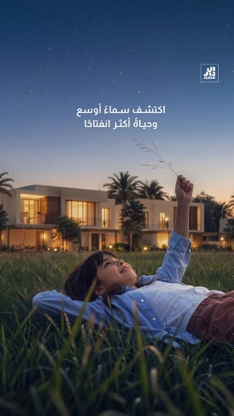 This image ad promotes a residential real estate offering by Al Dar, focusing on the experience of spacious living. It f