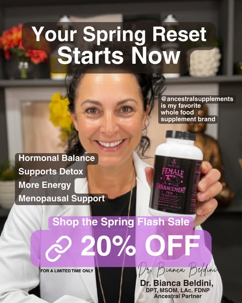 A female ancestral partner promotes Ancestral Supplements' Female Enhancement supplement during a Spring Flash Sale.