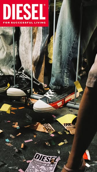 This Diesel ad showcases the brand's identity, suggesting a lifestyle of success and an edgy, urban vibe through a c