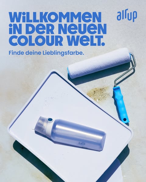 An image ad showcases Allfup's new color world, inviting customers to find their favorite color. The ad features pai