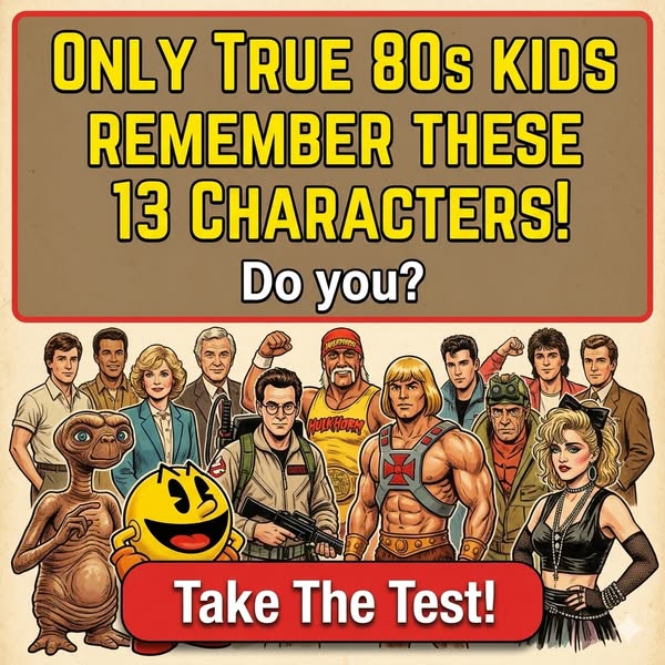 This ad is a pop culture quiz for people who lived through the 1980s. It prompts users to 'Take the Test' and se