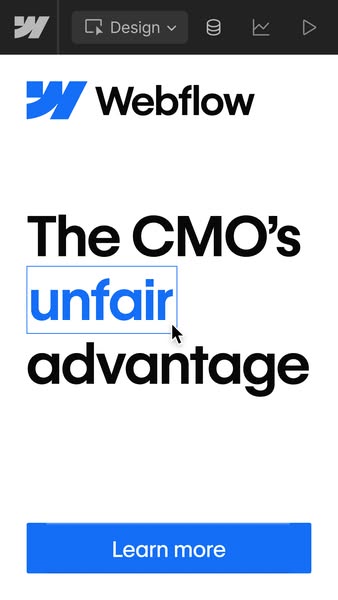 This ad for Webflow highlights the platform as an advantage for CMOs.