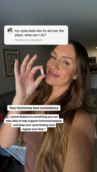 A woman shares information about Lemme Balance after being asked for advice on what to do about cycle irregularities.