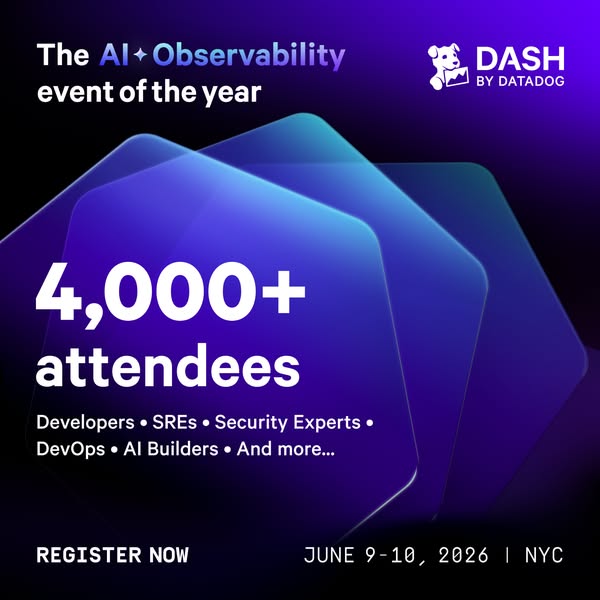 The ad is promoting the DASH by Datadog event which covers AI and observability. The ad emphasizes the large number of e