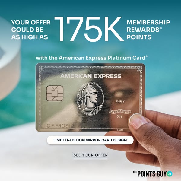 This image ad promotes the American Express Platinum Card and highlights a limited-edition mirror card design. The ad em