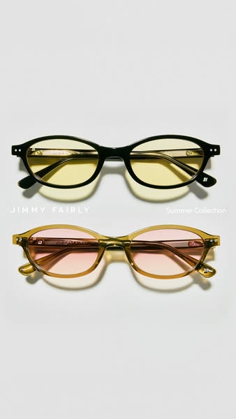 Image ad featuring two pairs of Jimmy Fairly sunglasses from the Summer Collection.