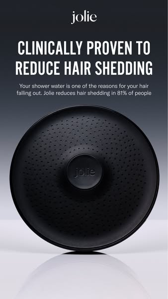 This ad promotes the Jolie shower head filter. The ad states that shower water is one of the reasons for hair to fall ou