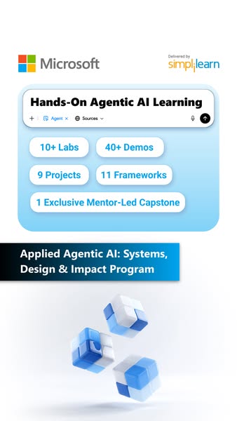 This ad for a Microsoft and Simplilearn program highlights the features of the Agentic AI training.