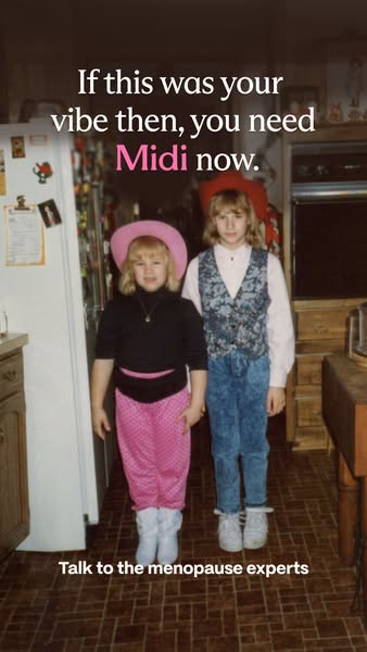 This image ad uses a nostalgic image of two young girls in 80s fashion to suggest that if the viewer identifies with thi