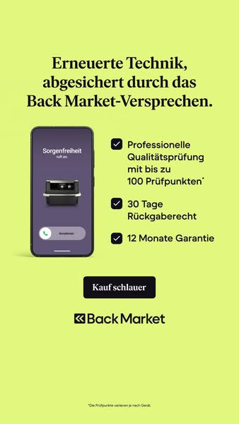 This ad for Back Market promotes renewed technology, emphasizing the quality checks, return policy, and warranty. A smar