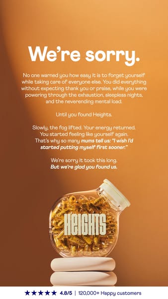 This ad acknowledges the challenges of motherhood, particularly the feeling of losing oneself in the process of caring f