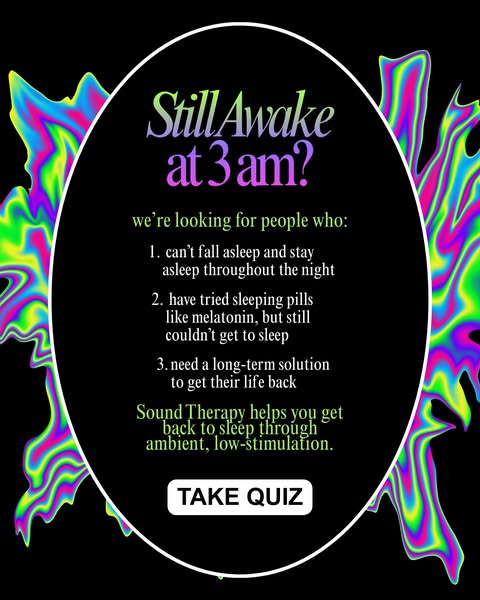 This ad uses a question and answer format to call out people who have trouble falling asleep and directs them to try sou