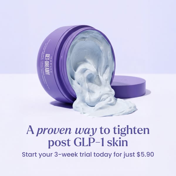 This ad for Maelys Get Dreamy cream features a close-up shot of the product and promotes a 3-week trial for $5.90. The a