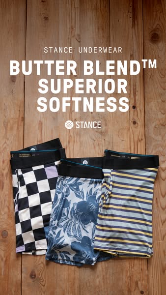 This ad for Stance brand underwear uses a product-focused image to highlight the product's softness.