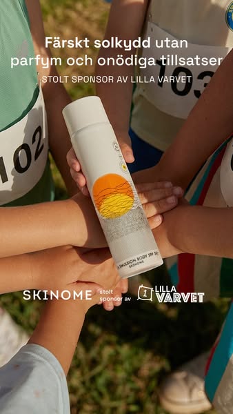 This image ad features a Skinome sunscreen product as a proud sponsor of the Lilla Varvet event for children. The ad hig