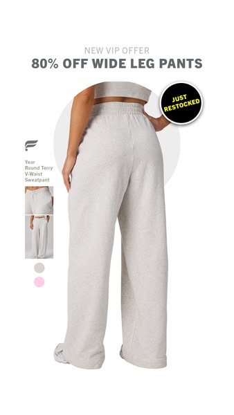 This ad promotes wide leg pants from Fabletics, highlighting a limited-time offer for VIP members and promoting that the
