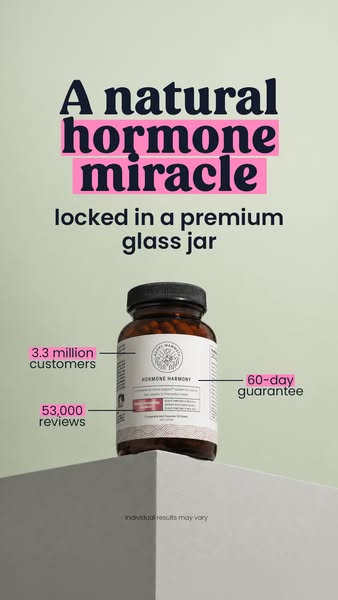 This ad is for Hormone Harmony. It highlights the fact that it is a natural hormone supplement, and includes that the co