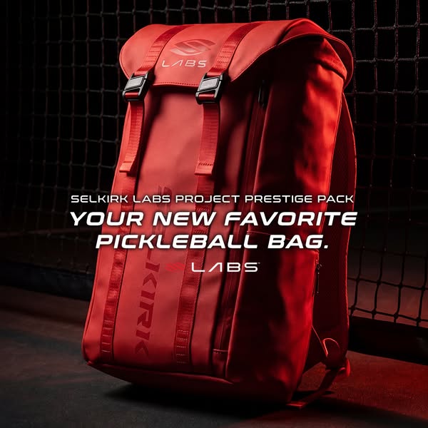 This ad showcases the Selkirk Labs Project Prestige Pack, highlighting its design and branding for pickleball enthusiast