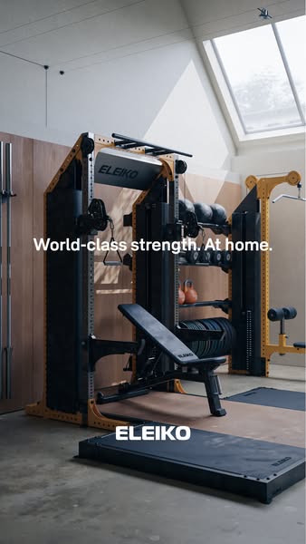 This image ad showcases the brand Eleiko and their world-class strength equipment for at-home use.