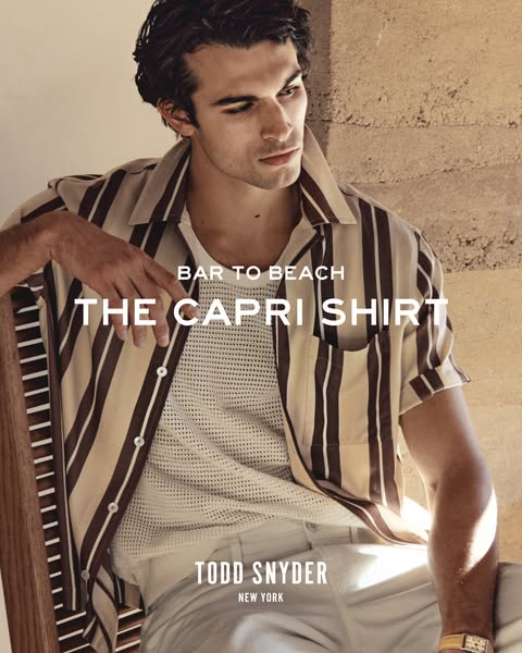 A Todd Snyder image ad featuring The Capri shirt.