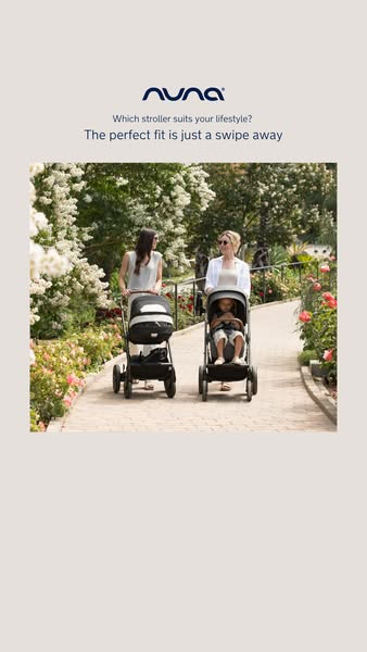 This image ad showcases Nuna strollers, highlighting their suitability for different lifestyles. It features two women s