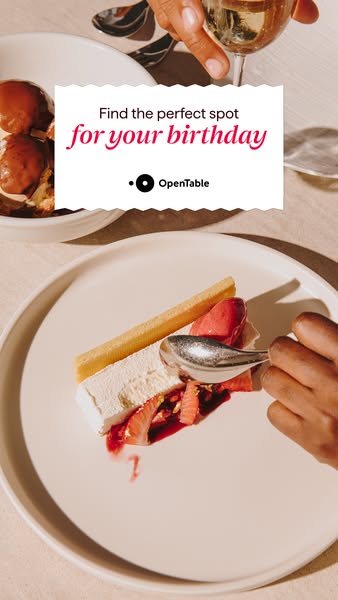 This ad for OpenTable features a dessert being eaten at a restaurant. The ad encourages users to find the perfect spot f