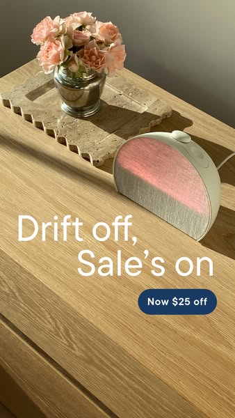 This ad is showcasing a sleep aid device that emits a soft glow. The ad calls out the price discount.