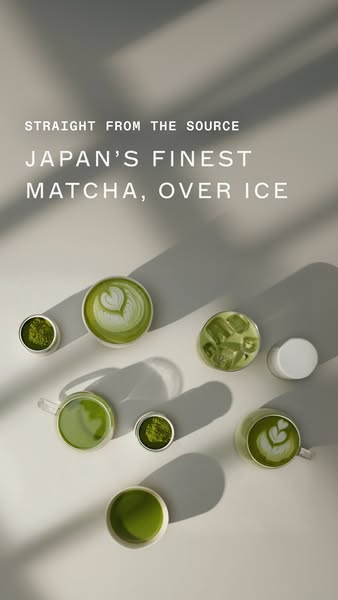 This image ad displays different variations of matcha. It aims to highlight the authenticity and quality of the matcha p