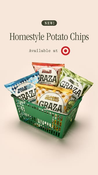 An advertisement promoting Graza Homestyle Potato Chips, highlighting its availability at Target.