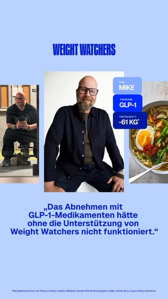 This ad for Weight Watchers features a testimonial from a man named Mike who lost 61kg on the program. The ad includes a