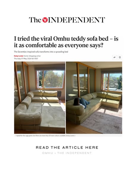 This ad is a review of the viral Omhu teddy sofa bed from The Independent.