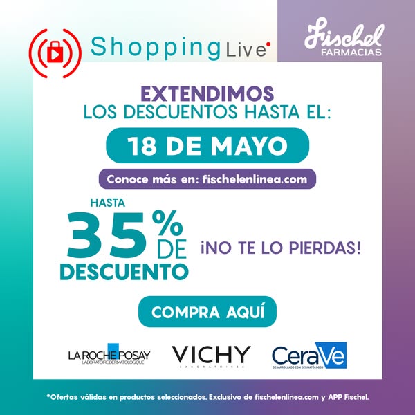 This ad is for Fischel pharmacies promoting a discount of up to 35% off on selected products until May 18. The ad featur