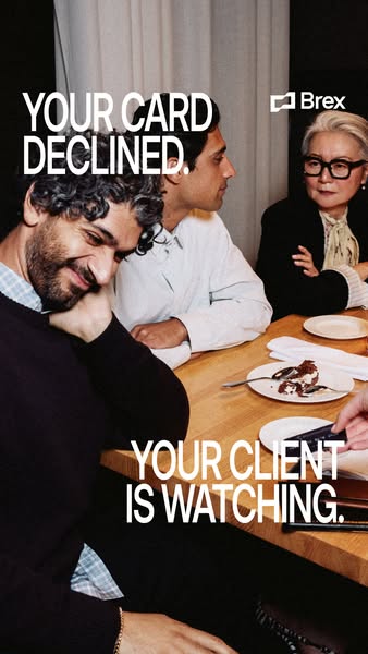 The ad shows a moment where an individual's card is declined while with a client. The ad is intended to prompt users