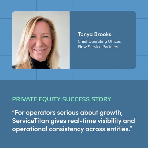 This ad uses a testimonial from Tonya Brooks, Chief Operating Officer at Flow Service Partners, to highlight ServiceTita