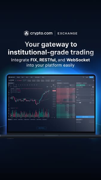 This ad for Crypto.com promotes the Crypto.com Exchange platform as the ideal gateway for institutional-grade crypto tra