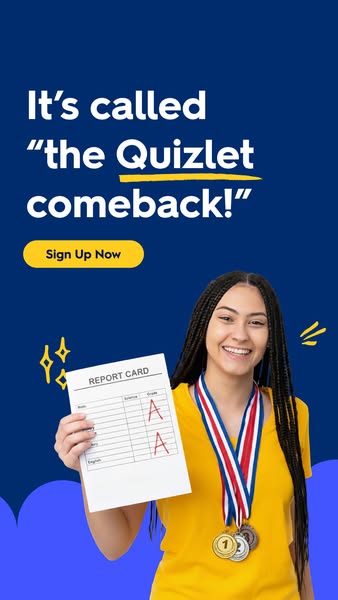 This ad for Quizlet features a student holding a report card with good grades. She is also wearing a medal, implying tha