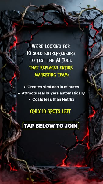 The ad is for an AI tool that replaces an entire marketing team. It highlights the tool's ability to create viral ad