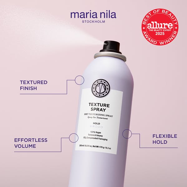 This ad promotes Maria Nila Texture Spray, a dry texturizing spray. The ad highlights the product's ability to creat