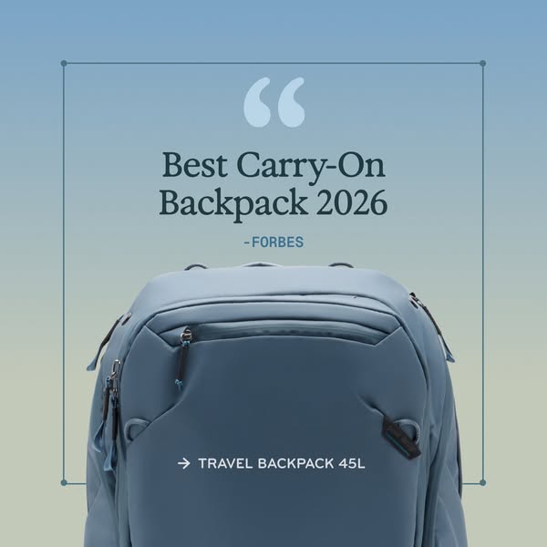 This image ad features a quote from Forbes calling the product 'Best Carry-On Backpack 2026.'