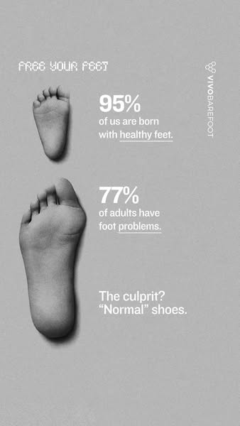 This ad uses statistics to highlight the prevalence of foot problems in adults, arguing that "normal" shoes ar